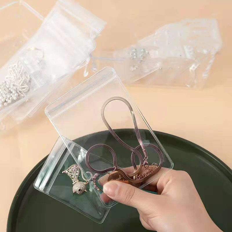 Reusable clear PVC bags for jewelry storage Self seal jewelry packaging with reinforced zip closure