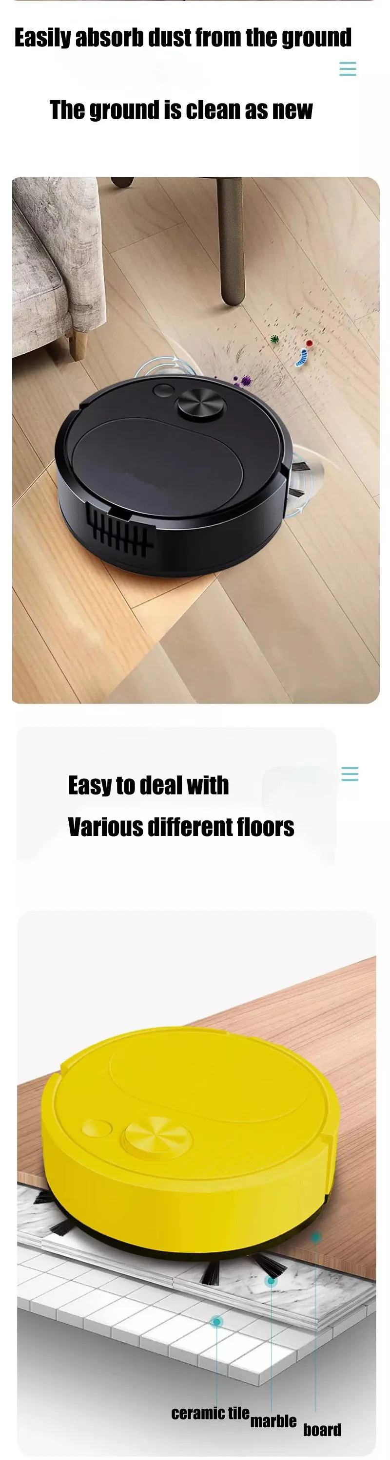 Floor Cleaner Robot Wet Dry 3 In 1 Sweeping Vacuuming Mopping Vacuum