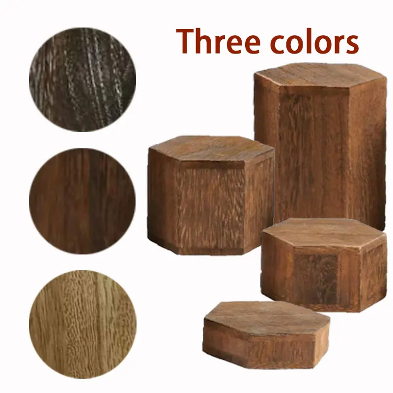 ディスプレイジュエリーとアクセサリー用の木製6個六角形ライザー