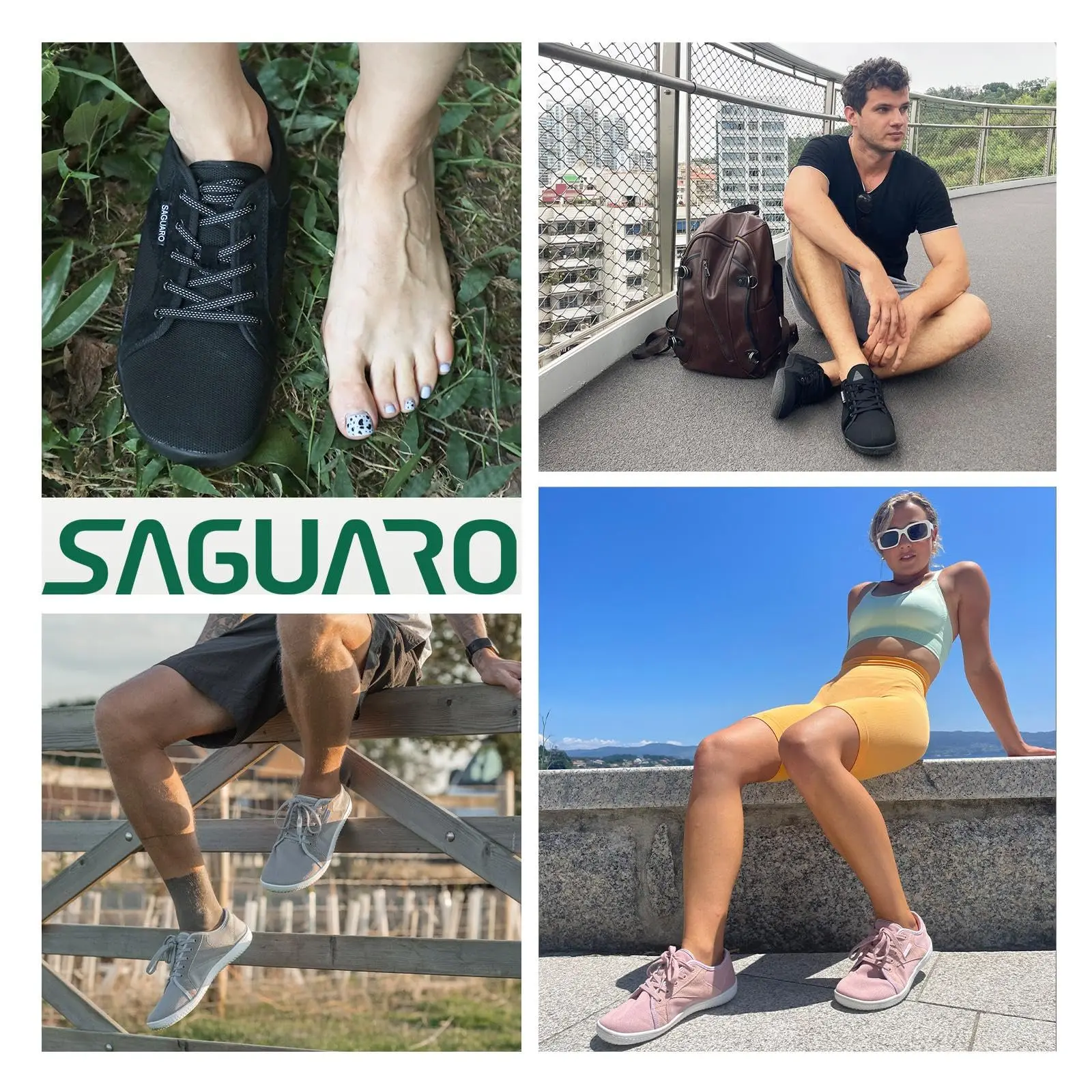 2023 Saguaro Distribution Extra Wide Toe Box Flexible Zero Drop Men Urban Casual Barefoot Shoes