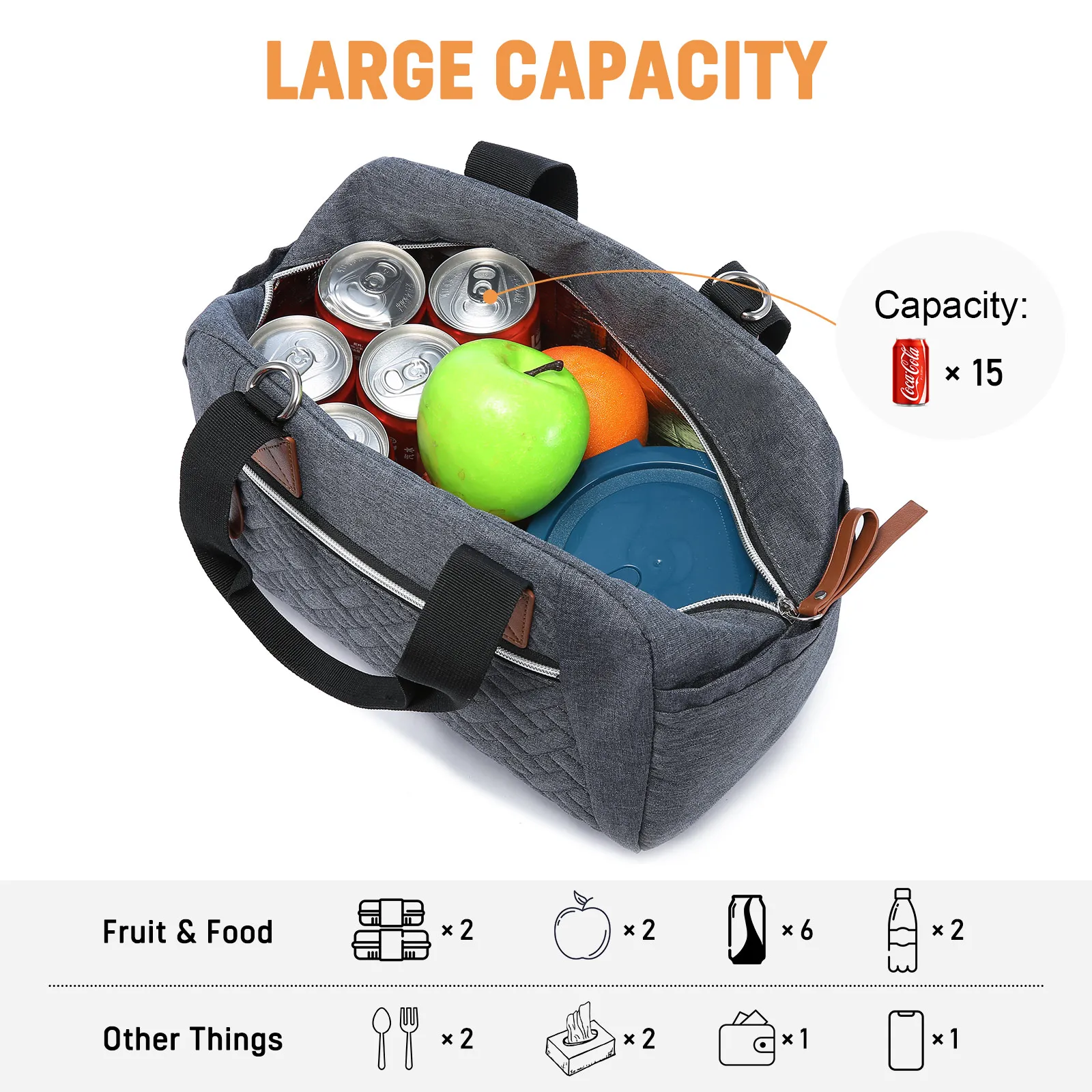 LOVEVOOK 2022 Reusable Cooler Tote Shoulder Bag Ladies Insulated Lunch Box for Office Work School Picnic Men Women Lunch Bags