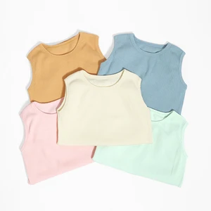 New Fashion Kids Clothing Sleeveless Baby Workout T-Shirt Solid Color Sport Style Kids Girls Sports Undershirt