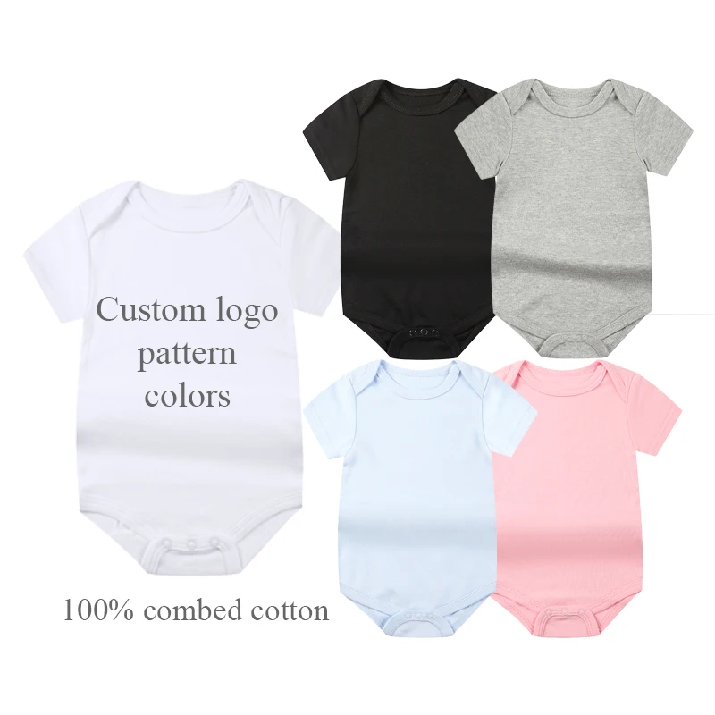 Wholesale Onesie Baby Clothes Romper Plain Custom Printing Short Sleeve