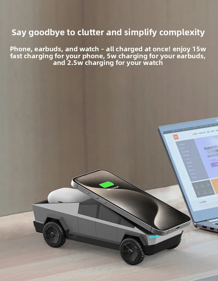 Cybertruck-Style 3-in-1 Magnetic Wireless Charging Stand