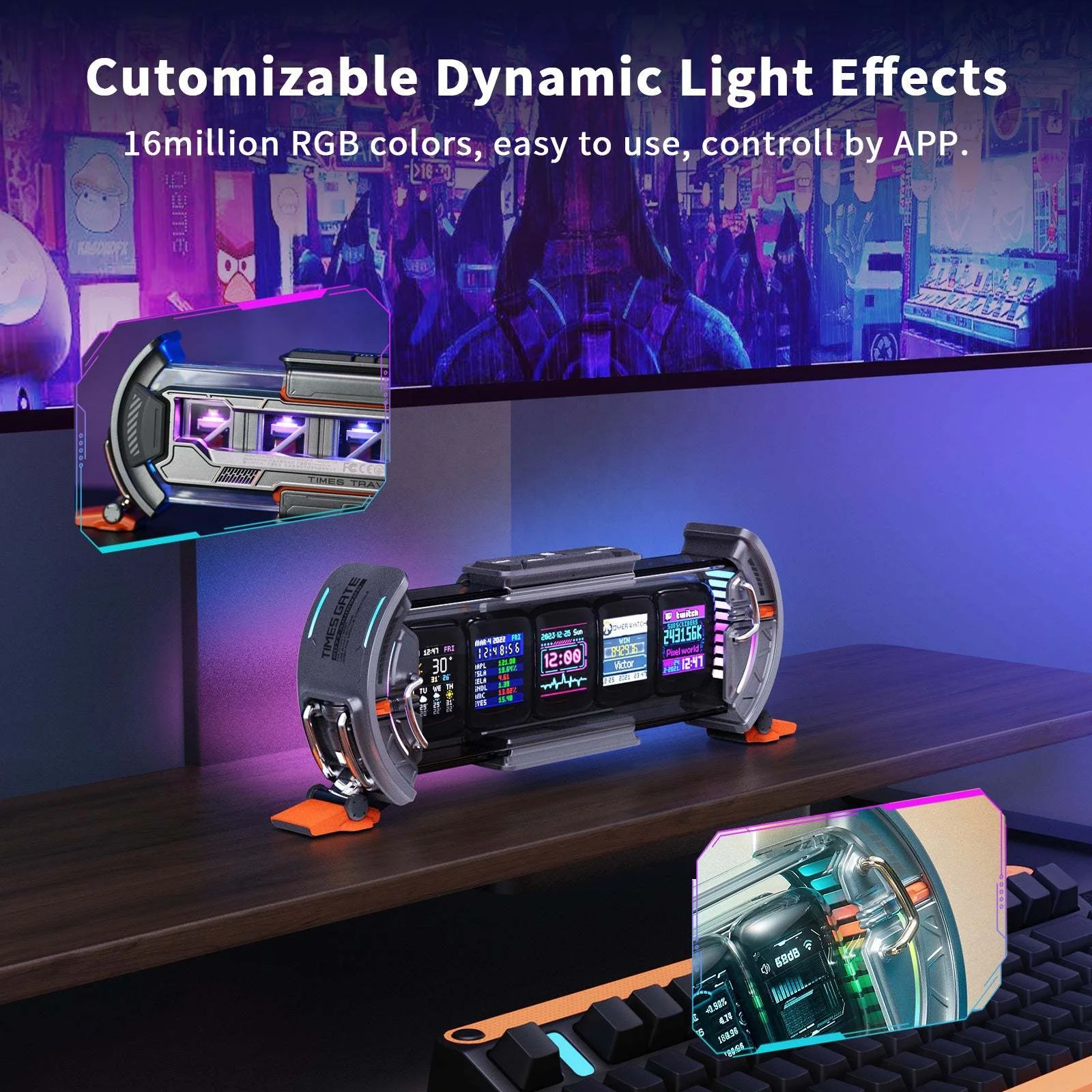 Divoom Times Gate IPS Clock RGB LED Display Cyberpunk Gaming Room Ornaments Smart APP Control Digital Clock