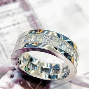 14K White Gold Men's Lab-Grown Diamond Ring, Full Pavé Single Stone Engagement/Wedding Band, IGI Certified Luxury Jewelry