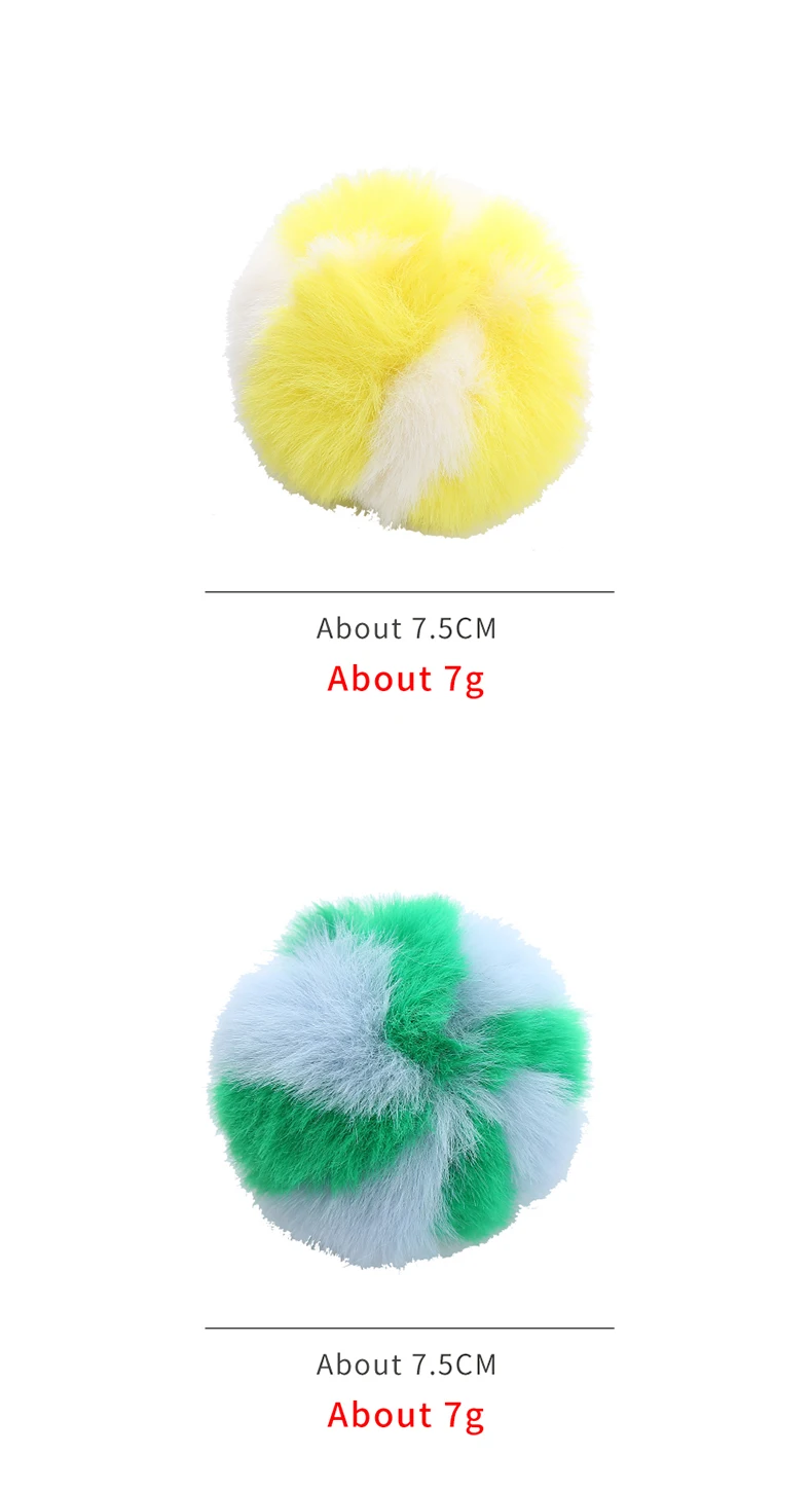 Colorful Light Weight Soft Comfortable Rabbit Plush Cat Toy Ball