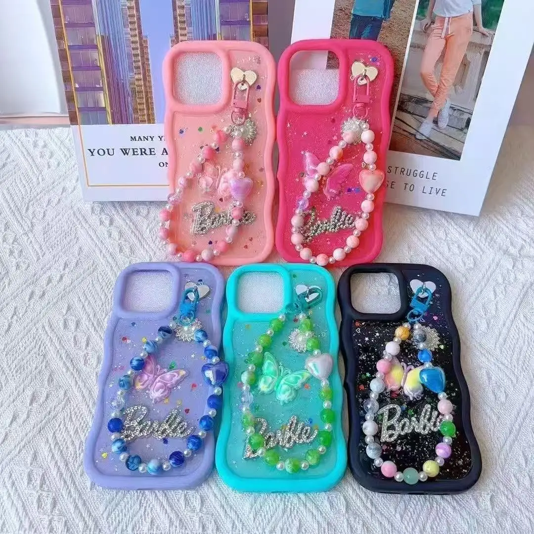 BAILI Factory Wholesale Girls' Style Wavy Edge Resin Diamond DIY Jewelry Strap Wristband Pearl Bracelet Cell Phone case for IP X BAILI Factory Wholesale Girls' Style Wavy Edge Resin Diamond DIY Jewelry Strap Wristband Pearl Bracelet Cell Phone case for IP X