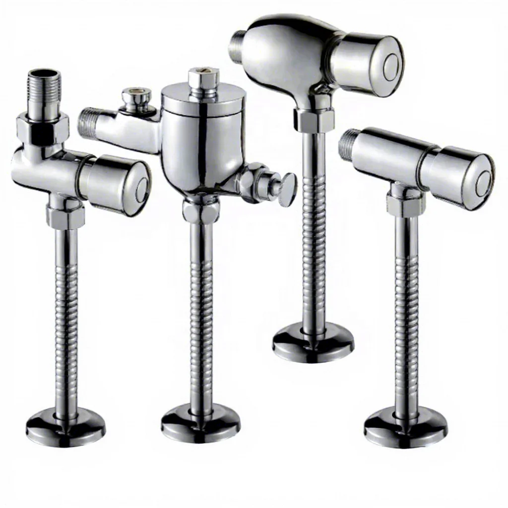 Heavy Duty Full Brass Manual Wall-Mounted Urinal Flush Valve with Delay Flush Chrome Plated OEM Customization for Public Toilets