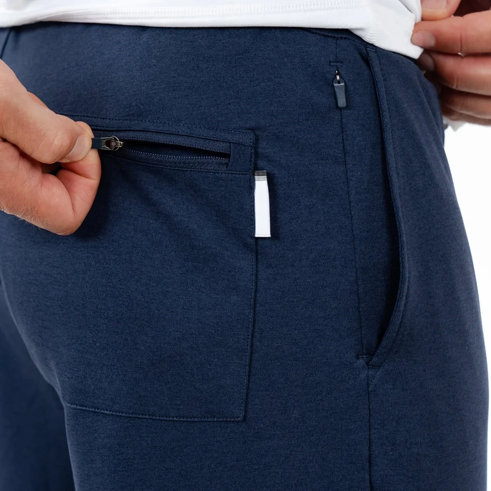 Custom High Quality  Four-way stretch Men's Casual 88% Polyester 12% Spandex Jogger Pants Solid Color Heather Performance Jogger