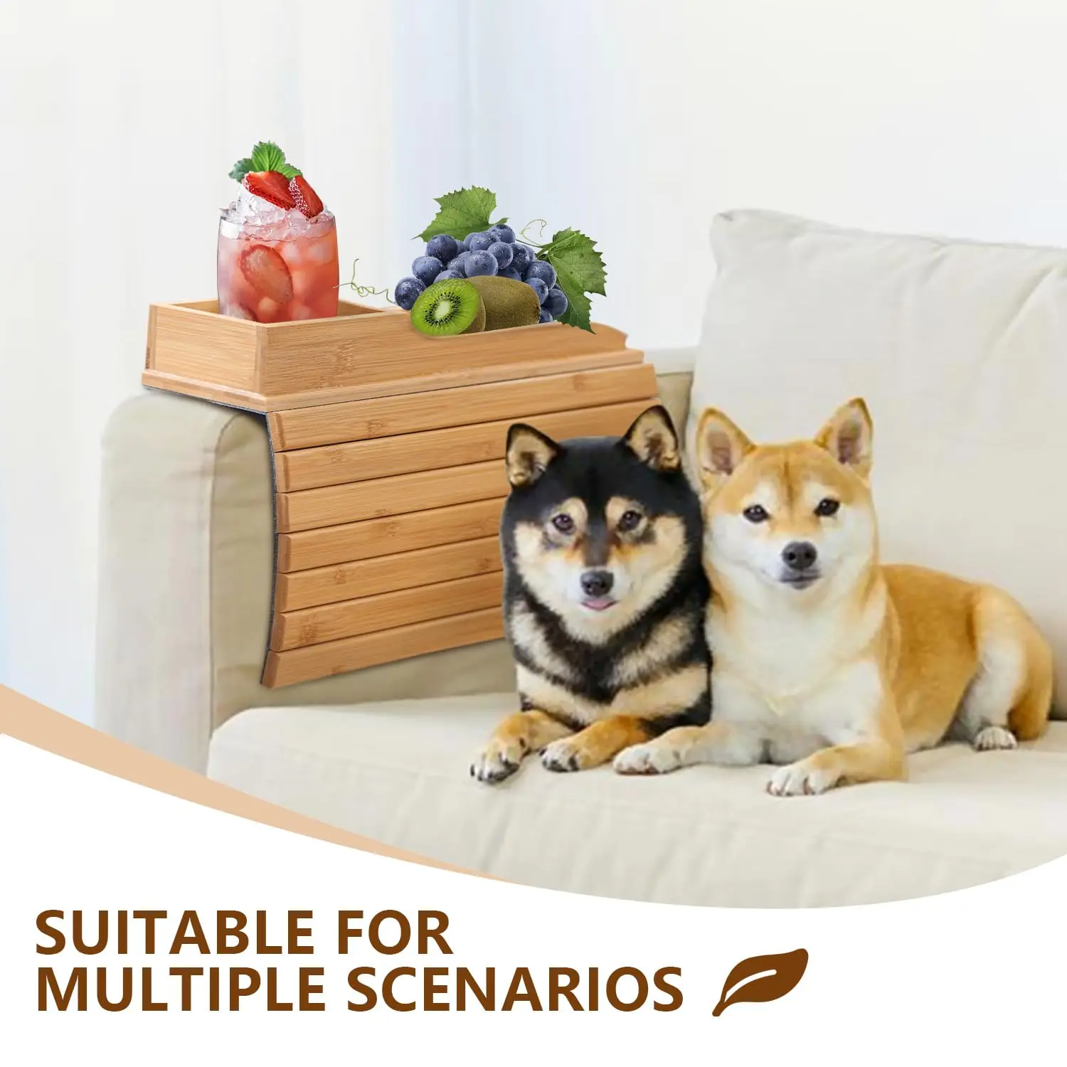 Small MOQ Modern Wooden Portable Sofa Armrest Tray Detachable Sofa Snack Table Natural Bamboo Sofa Armrest Tray Table for Couch