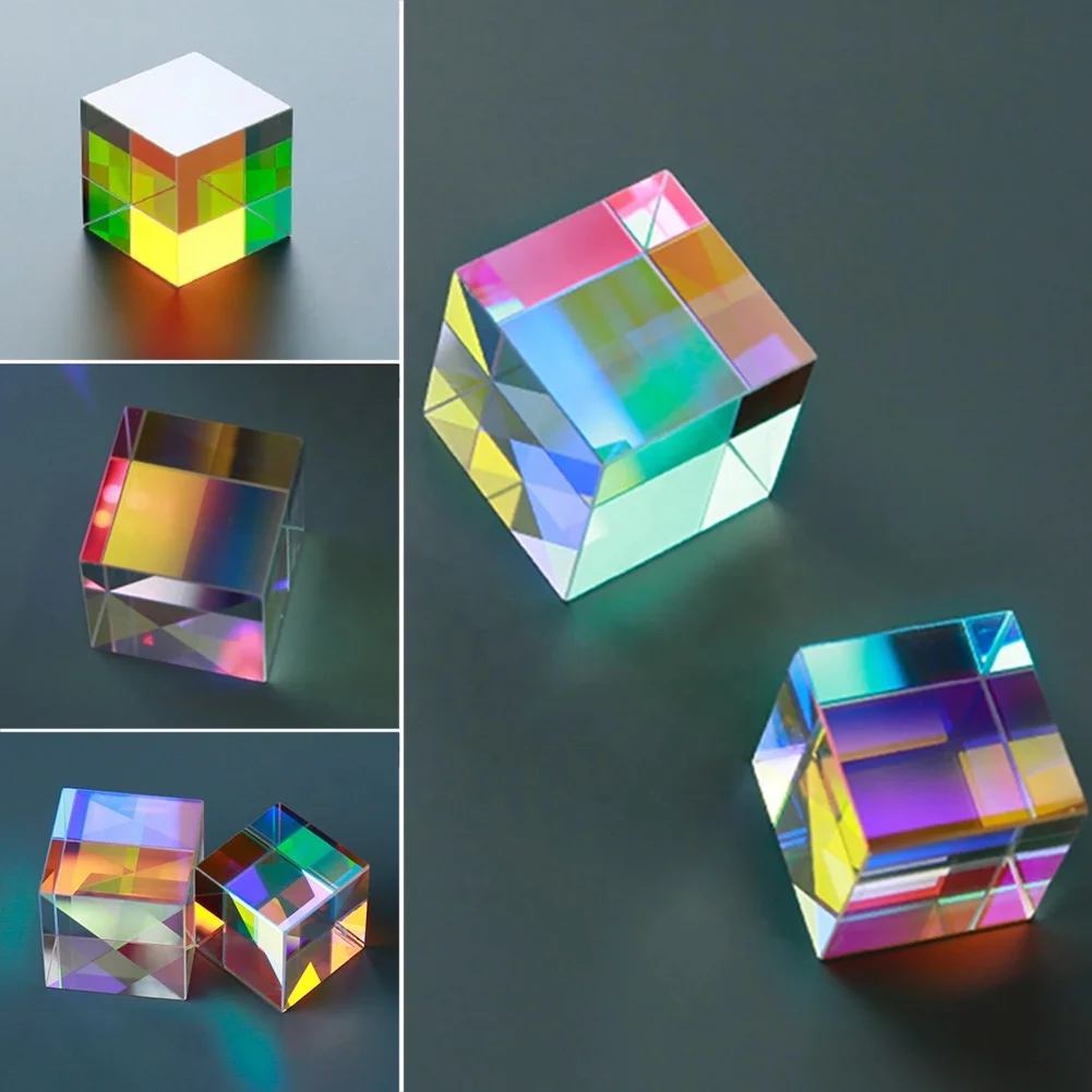 Optical Glass Crystal Cube RBG Dispersion Prism Light Spectrum Physics Art 22mm 