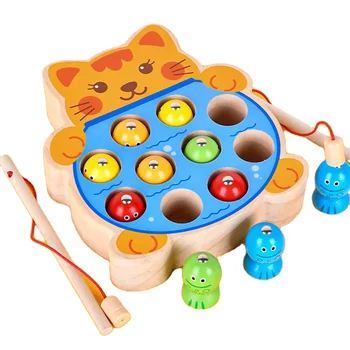 Hot Hot Educational Wooden Toys Aamzon Hot Sell Funny Sensory Cartoon Animal Fishing Baby Toys DIY Wood Toys for Kids Girls Boys
