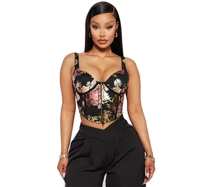 Women's Tank Tops Floral Corset Top Blackcombo Black Corset Top for Women