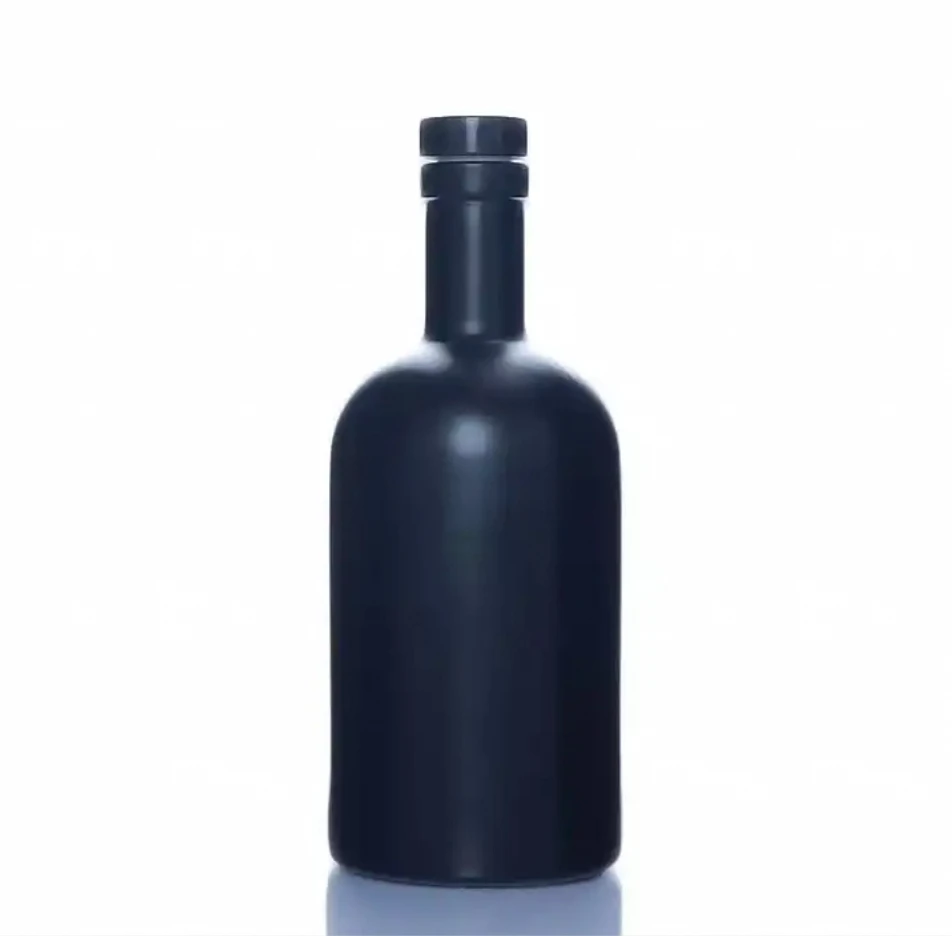 Custom 200ml 375ml 500ml 750ml 1000ml Matte Black Vodka Glass Bottle