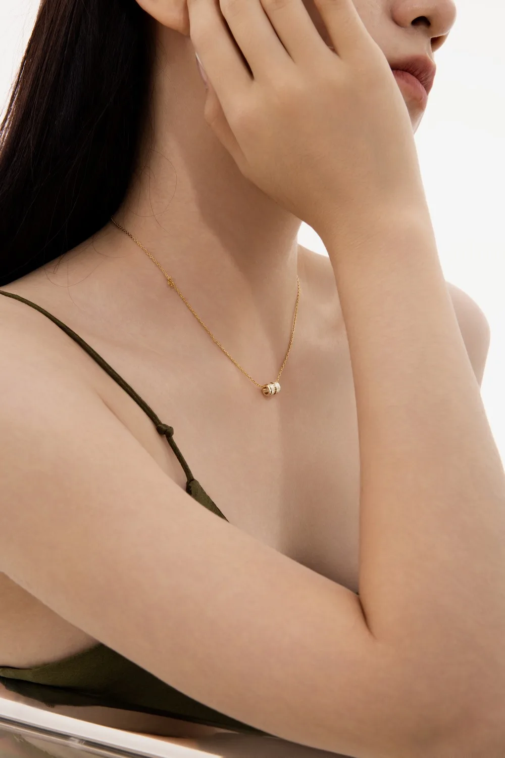 KAKODIY new 925 sterling silver jewelry gold-plated chain roller pendant necklace detail 1