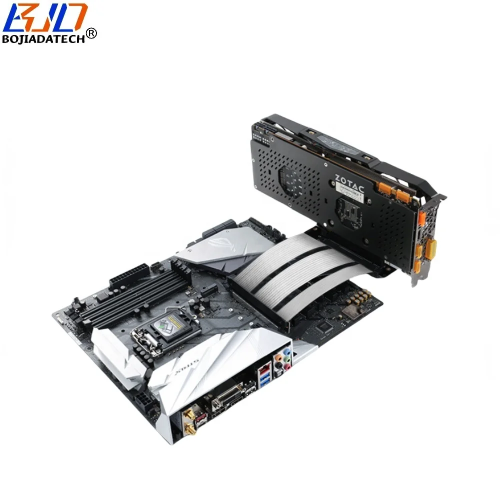 90度PCI-E 4.0 X16 to 16X グラフィックカードGPUライザー延長ケーブル