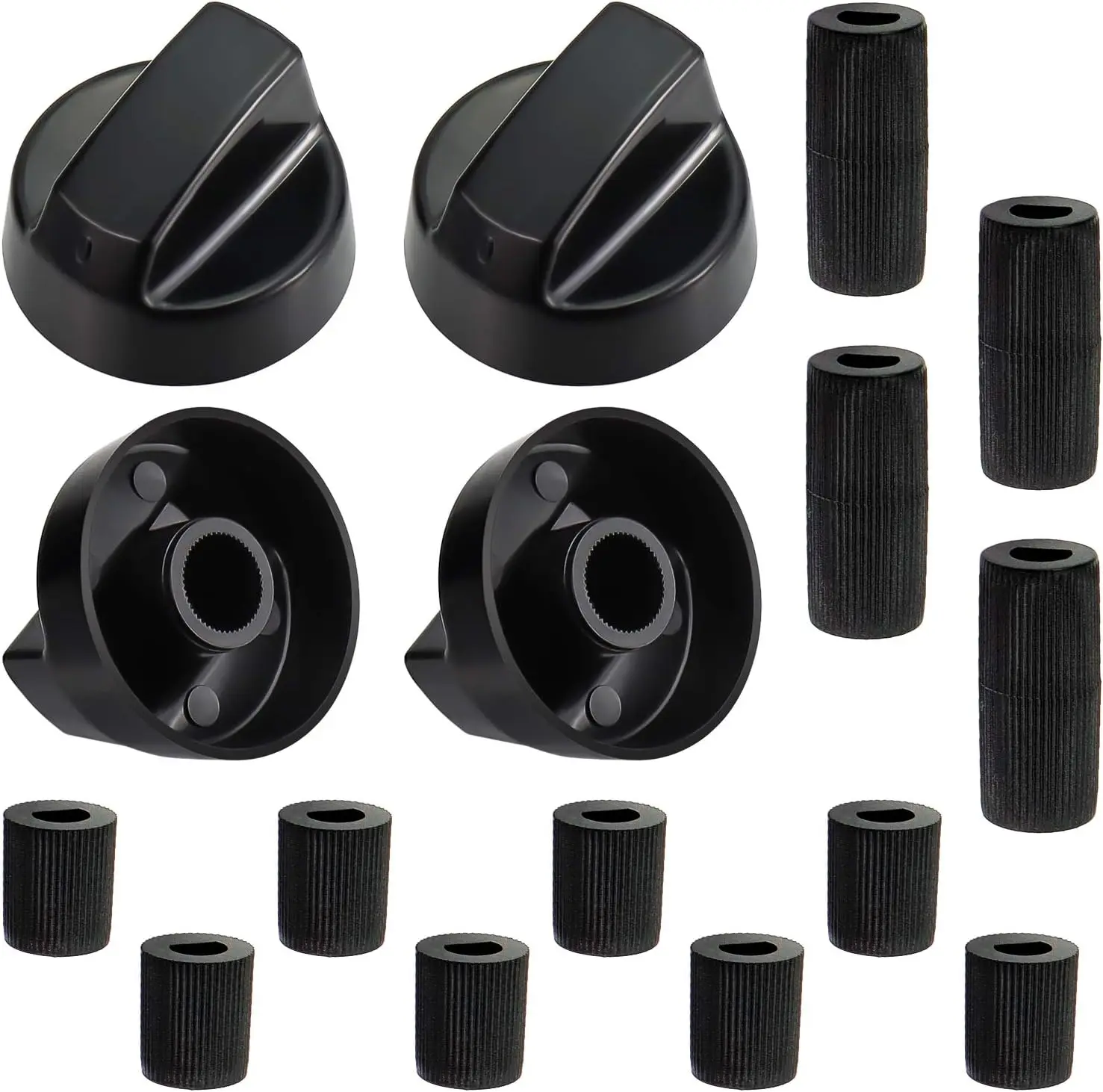 High Quality Stove Oven Replacement Parts 4 Pack Black Universal Control Knobs with 12 Adapters details