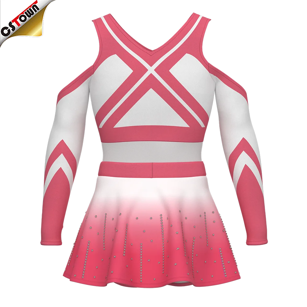 Wholesale Digital Printing Pink Cheerleading Uniforms Cheer Uniforms