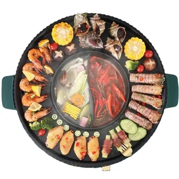 Commercial Portable Mini Indoor Multi Function Teppanyaki Smokeless Electric Barbecue Grill Bbq Electrical Smoker Pan Plate