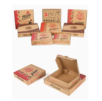 Custom Logo Printed on Top White Pizza Boxes 50Pcs Corrugated Take Out  Cardboard Delivery Pizza Boxes