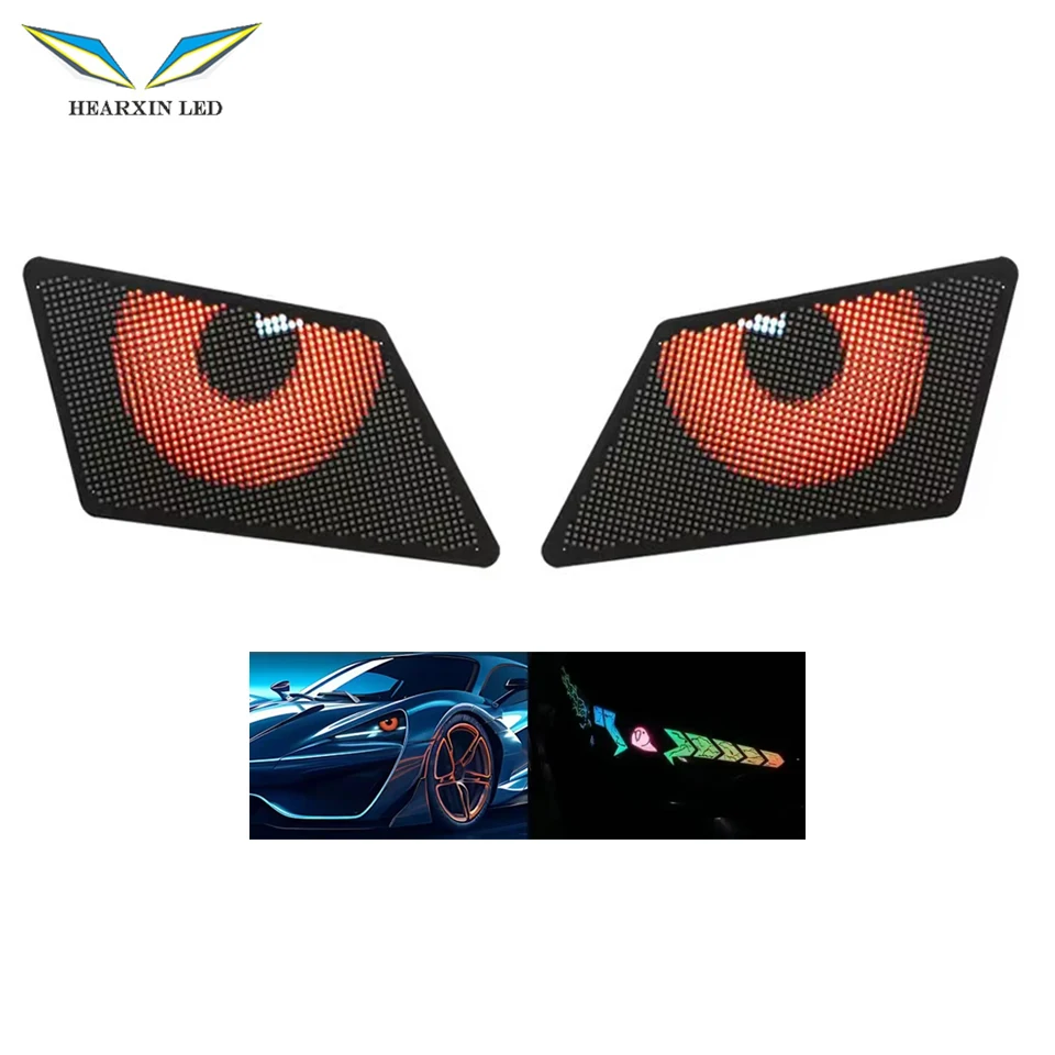12V Blinking Demon Eyes LED Display Panel Eagle Devil Eyes Winking Screen APP Programmable for Car Backpack Bag Screen