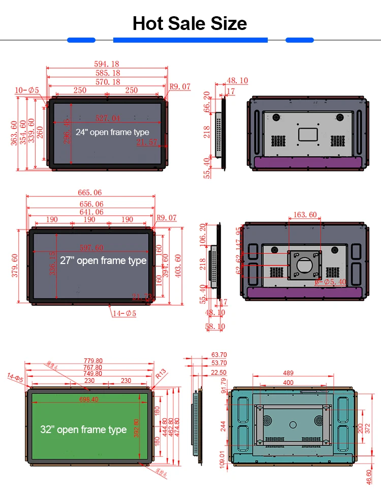 1080p Capacitive Touchscreen Led 21 Inch Lcd Display Usb Port Touch Screen Open Frame Video Player