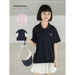 YOEHYAUL CD1297 Summer Anti-UV Quick Dry Big Girls Girls T-shirts&polo Shirts Short Sleeve Teens Tshirt Polo t Shirt for Kids
