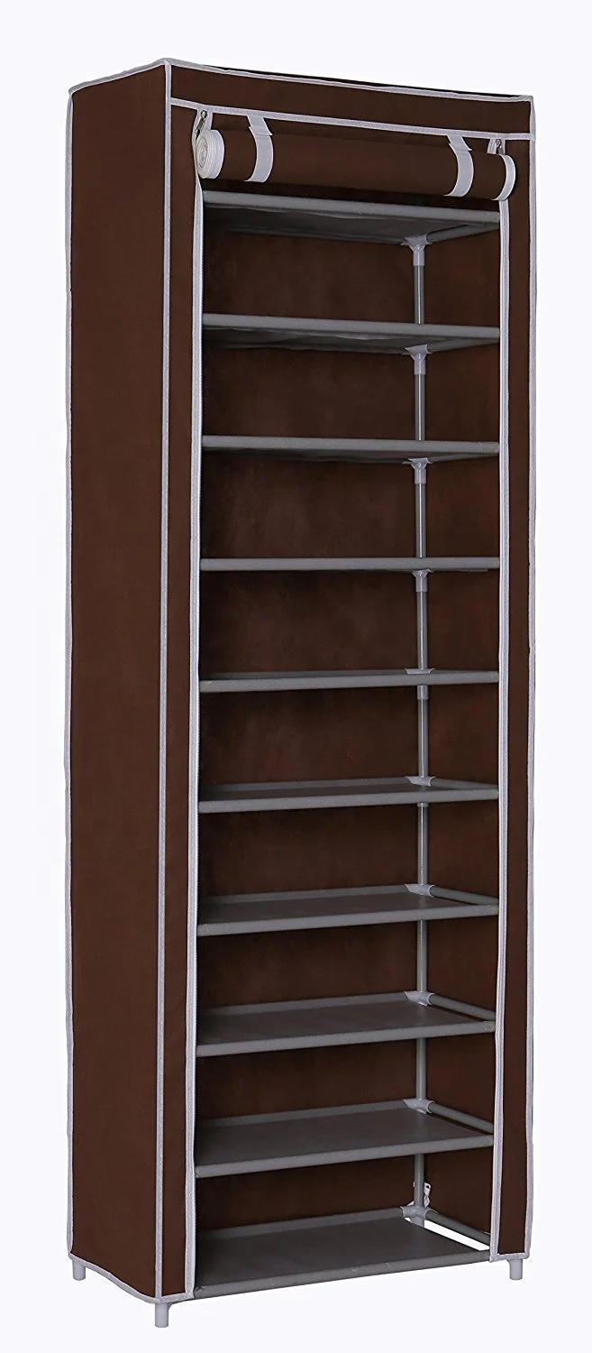 rotating shoe tower on 10 Tier Shoe Rack With Covers 27 Pair Large Tower Stackable Shoe Organizer With Dust Proof Non Woven Fabric Covers Buy Shoe Rack Portable Shoe Organizer 10 Tiers Shoe Rack Product On Alibaba Com