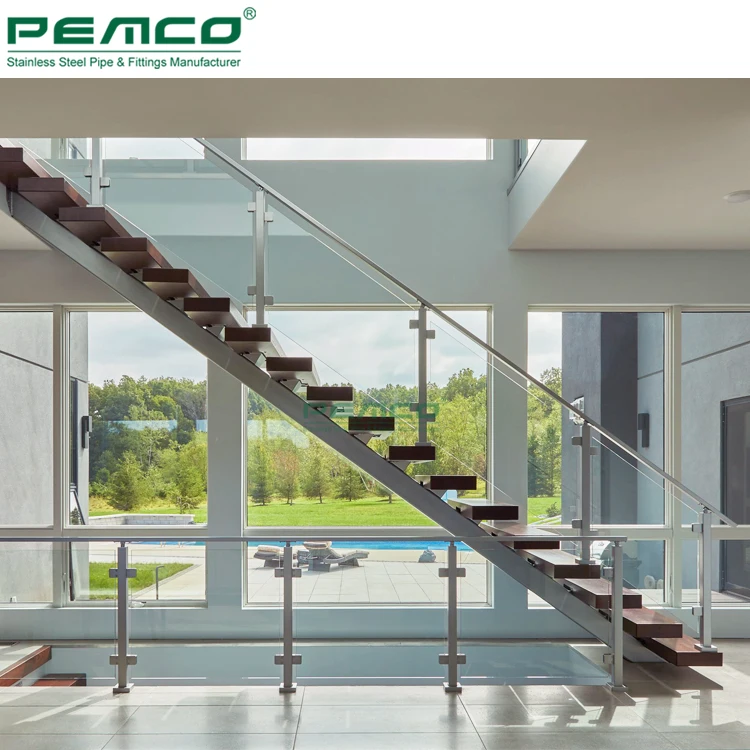 Customized Color Elegant Staircase Design Straight Stainless Steel Mono Stringer Floating Stairs Cost