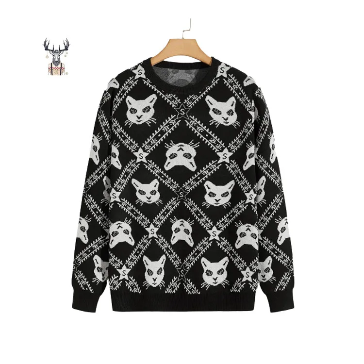 New Fashion Custom Sweater Round Neck Jacquard Knit Jumper
