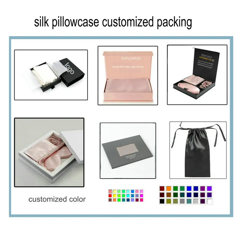 Multi Color Choose New Pattern Black Edge Single Side Satin Pure Silk Pillowcase