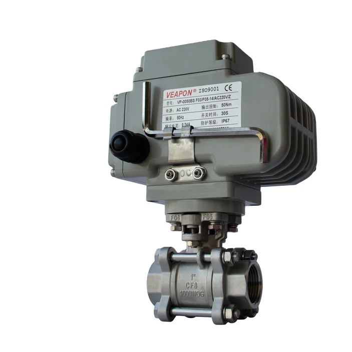 CF8M 1000WOG LPG Small 3 PCS 3 Pieces Electrical Actuators Screw Float Ball Valve