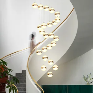 JACKSUN Staircase Chandelier Simple Modern Living Room Multi-Head Long Hollow Design Nordic Creative Acrylic LED Pendant Lamp