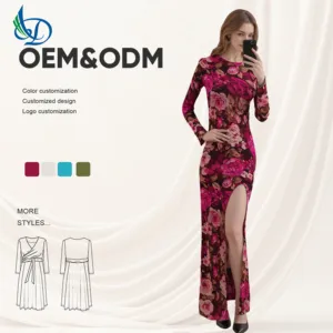Women's 2026 Autumn Series Long Sleeve Printed Dress Sexy Casual Party Natural Dress