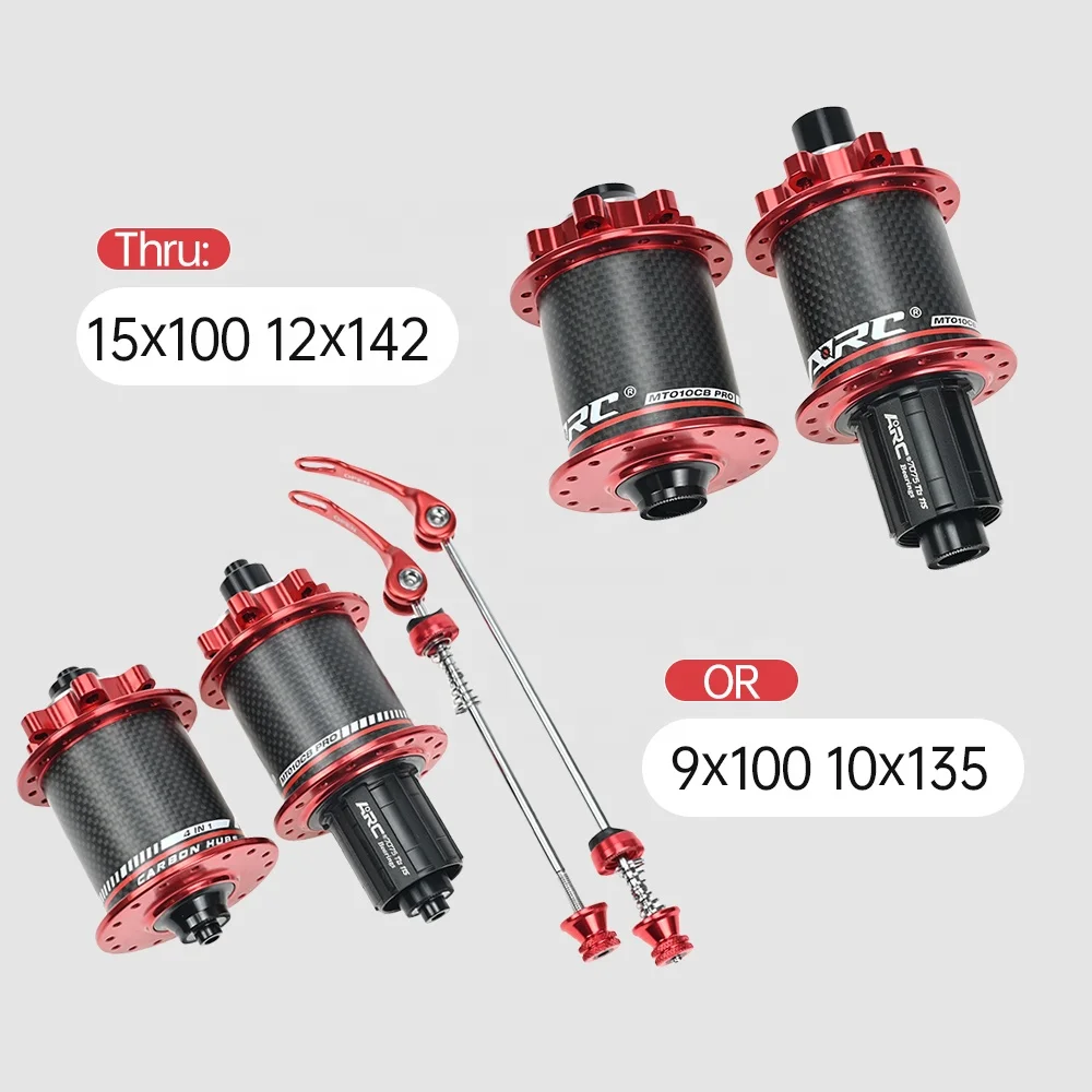 MT-010F/RCB PRO ARC New 100/135/142 Rainbow Carbon Thru Axle E-bike Hub M  Icro Spline 12s MTB Hub 12s Disc Brake Bicycle Hubs