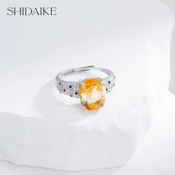 Luxury Rainbow Zircon 925 Sterling Silver Ring Women's Punk European American Fashion High-End Retro Cross-Border Spot