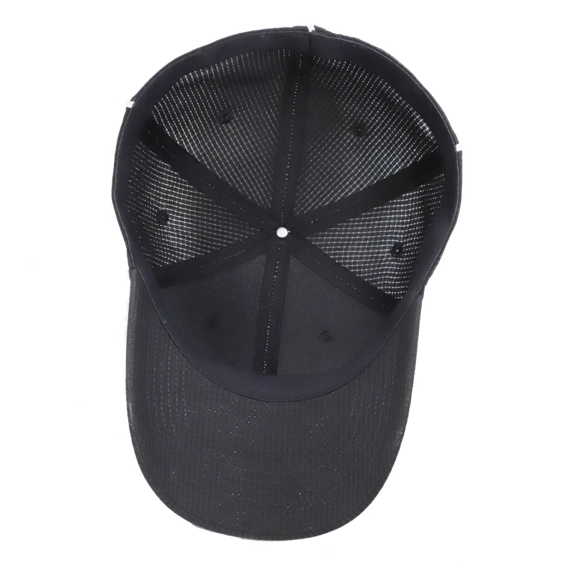 Custom Logo High Profile Plain Black Fitted Baseball Cap Referee Hat