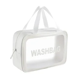 Custom logo PU transparent cosmetic bag large capacity wash bag waterproof bath bag with low MOQ