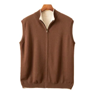 Men Wear Knitted Jackets on Both Sides and Thick Warm Zipper Cardigan Cashmere.