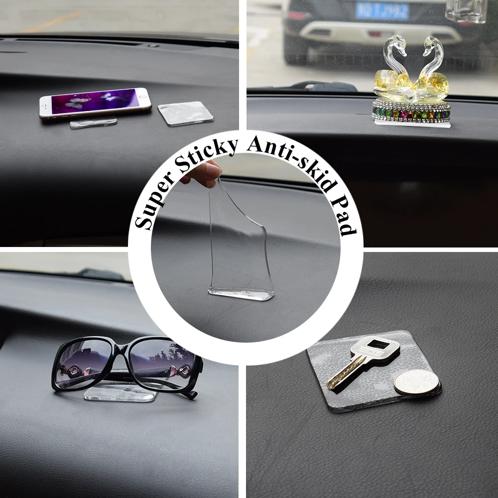 PU Transparent square Sticky Anywhere Car Home Reusable Strong Adhesion Adhesive Gel Pad Silicone Sheet  Anti slip Mat