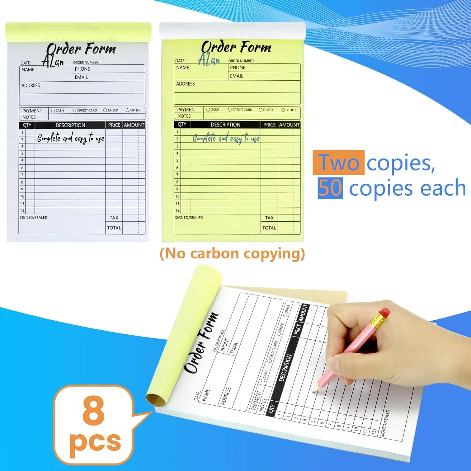 Carbonless Mini Restaurant Menu Order Check Goods Delivery Receipt Book
