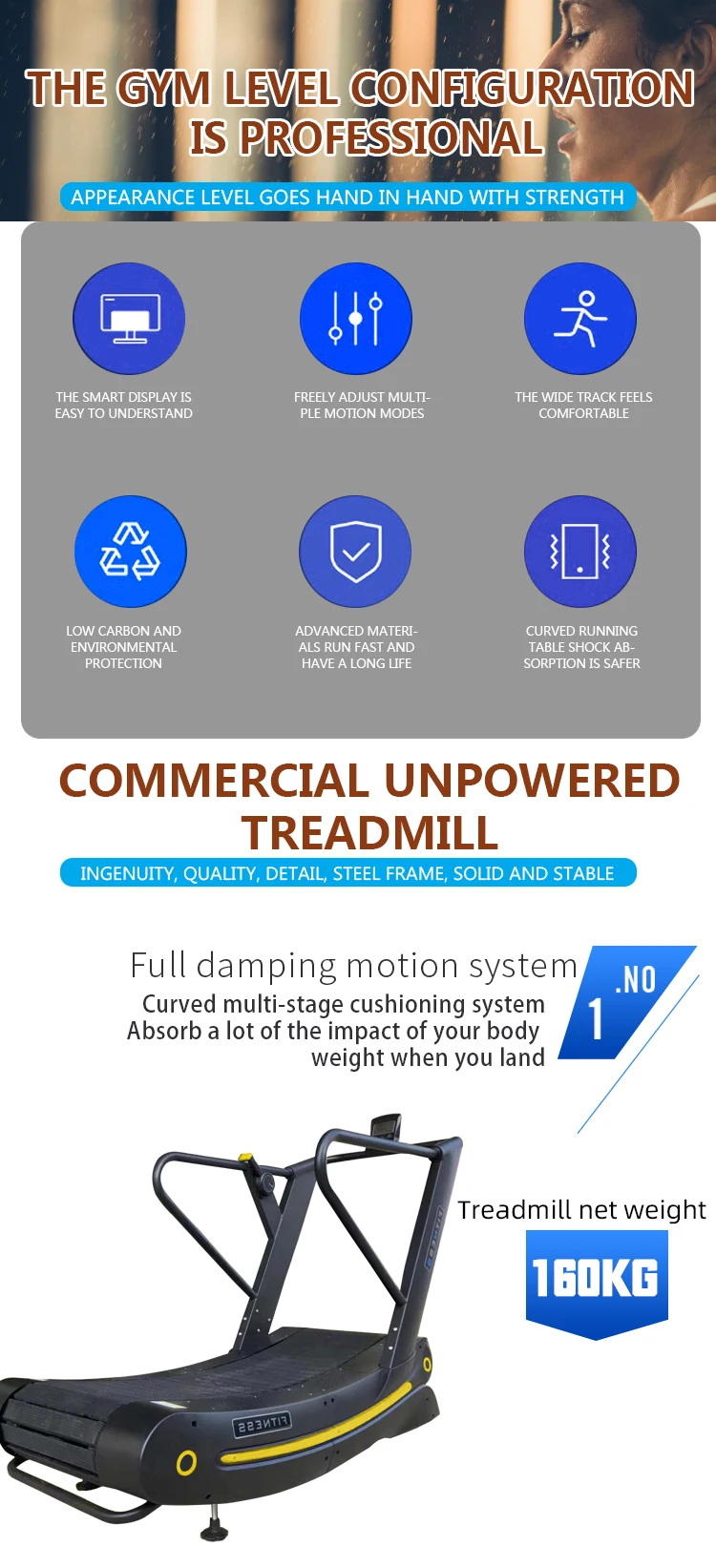 High Quality Customized Unpowered Curved Treadmill Air Rotary Treadmill For Indoor Use In The