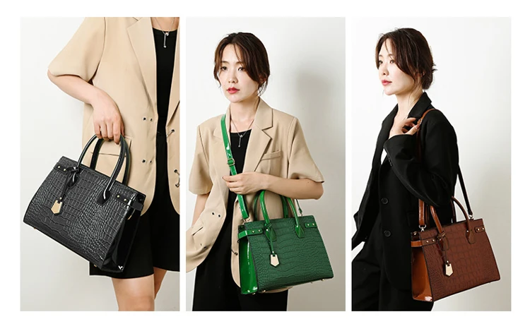 New Design Trendy Women Fashion Handbags Crocodile Hand Bag Chains ...
