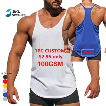 OEM Mens Y Back Tank Top Low Price Custom Print Cotton Stringer Gym Fitness Singlet Workout Muscle Bodybuilding Mens Tank Top