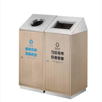Factory Steel Garbage Bin Recycle Containers Sorting Box Decorated Waste Bins Outdoor Metal Trash Can For Public Places