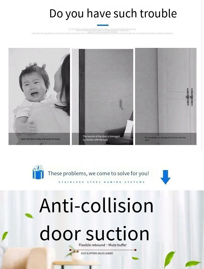 Door suction Punch free silicone door top anti-collision door stop window handle  cup anti-collision mat supplier