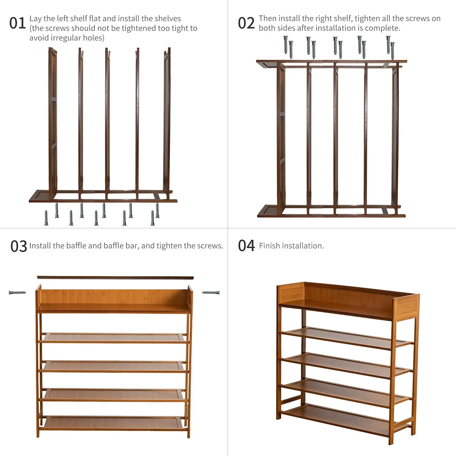 product modern 5 tier bamboo shoe rack organizer for home living room furniture for entryway hallway bedroom outdoor use-2