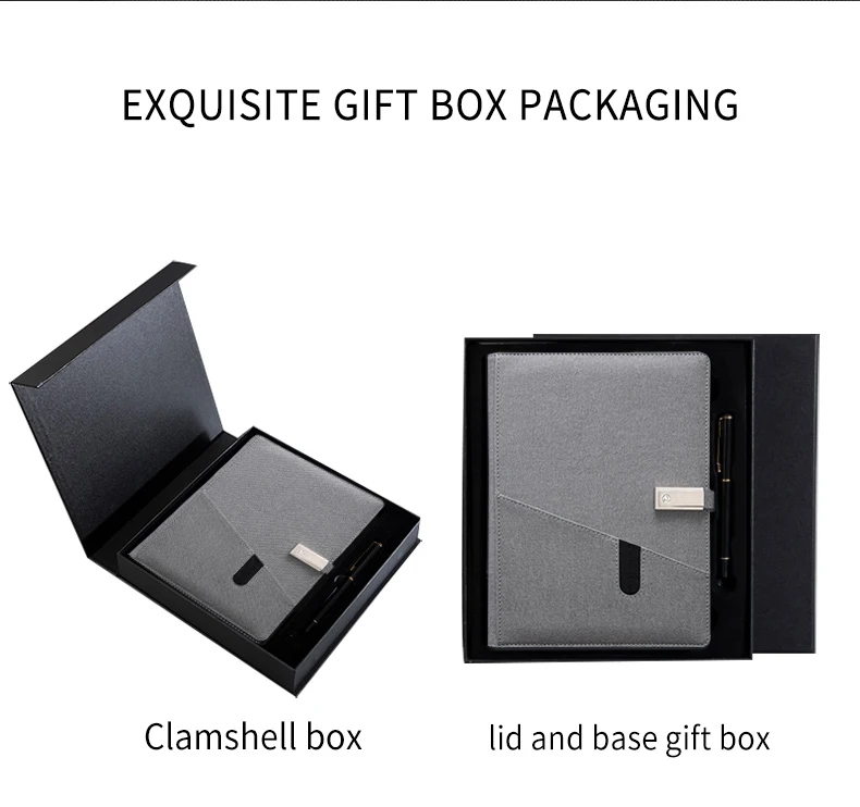 New Arrive Ideas Notepad Softcover  Fingerprint Notebook With Power Bank Rechargeable and Metal Pen