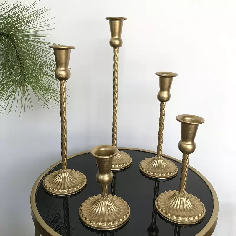 Antique Metal Stand Brass Tall Wedding Romantic Metal Candle Holder For